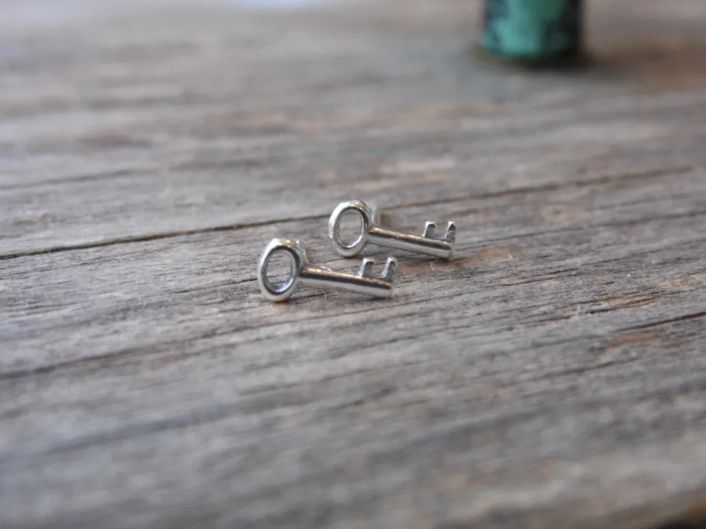 Skeleton Key Earrings Sterling Silver