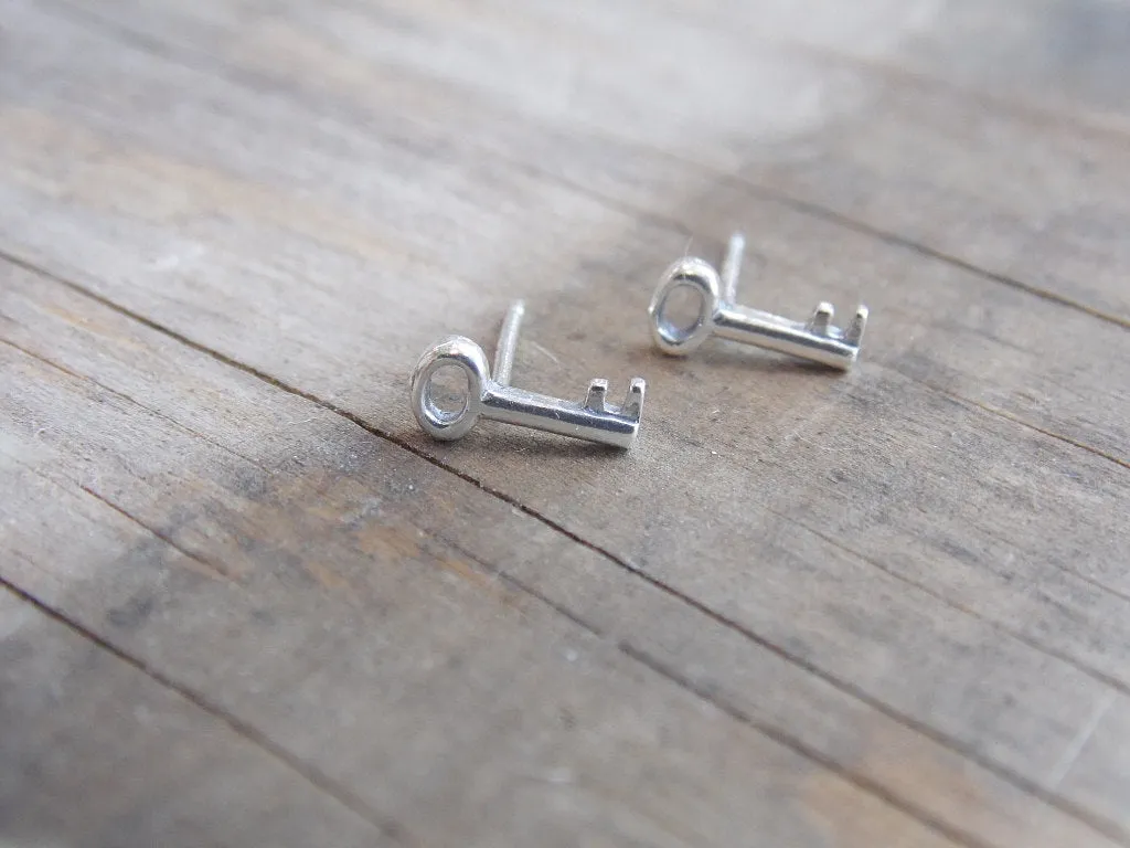 Skeleton Key Earrings Sterling Silver