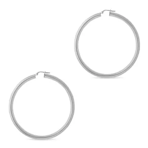 Slick, Shiny Silver Hoops -  Medium