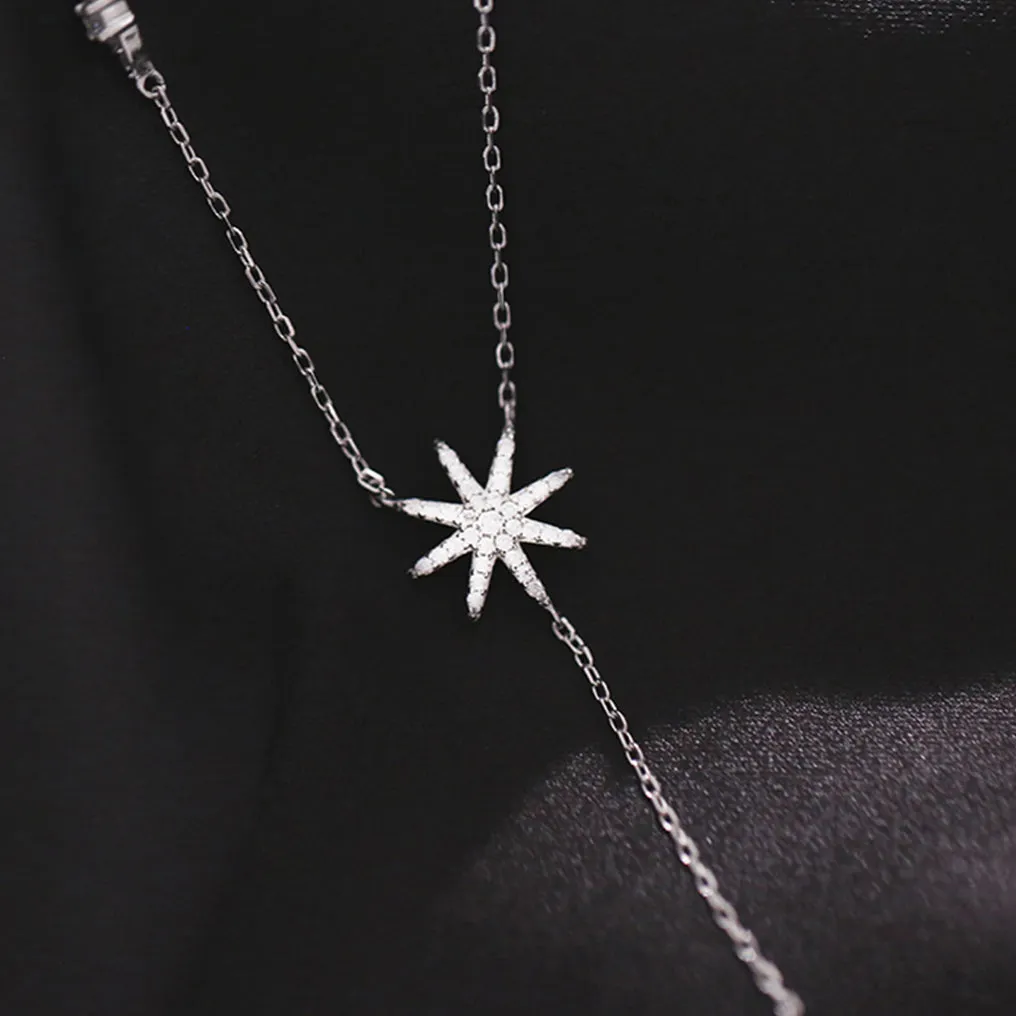 SLUYNZ 925 Sterling Silver Star Y Necklace for Women Teen Girls CZ Star Necklace Choker Necklace Pendant