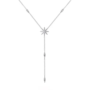 SLUYNZ 925 Sterling Silver Star Y Necklace for Women Teen Girls CZ Star Necklace Choker Necklace Pendant