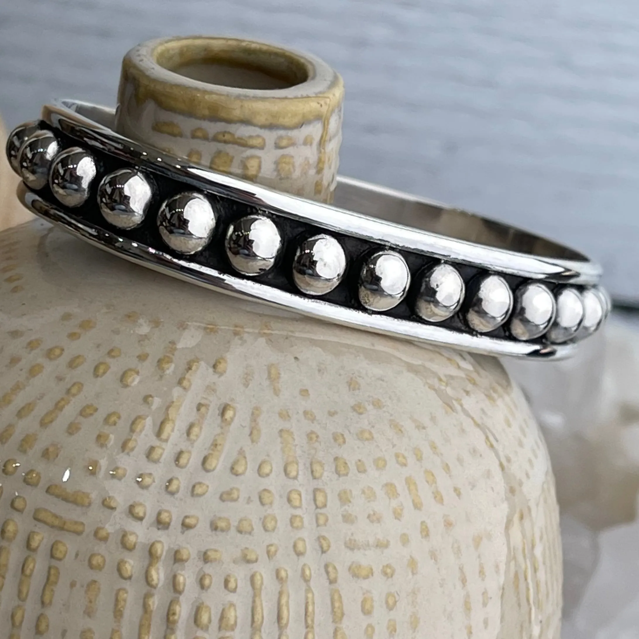 Sterling Beaded Cuff - Quick Ship