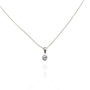 Sterling Silver 4mm White CZ Birthstone Pendant (Apr)