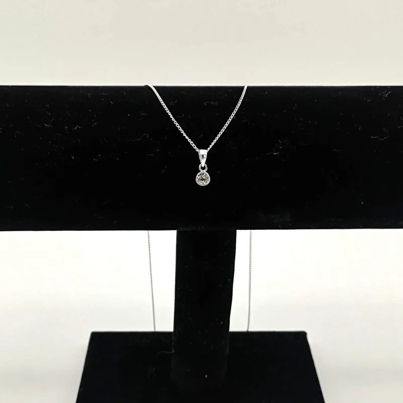 Sterling Silver 4mm White CZ Birthstone Pendant (Apr)