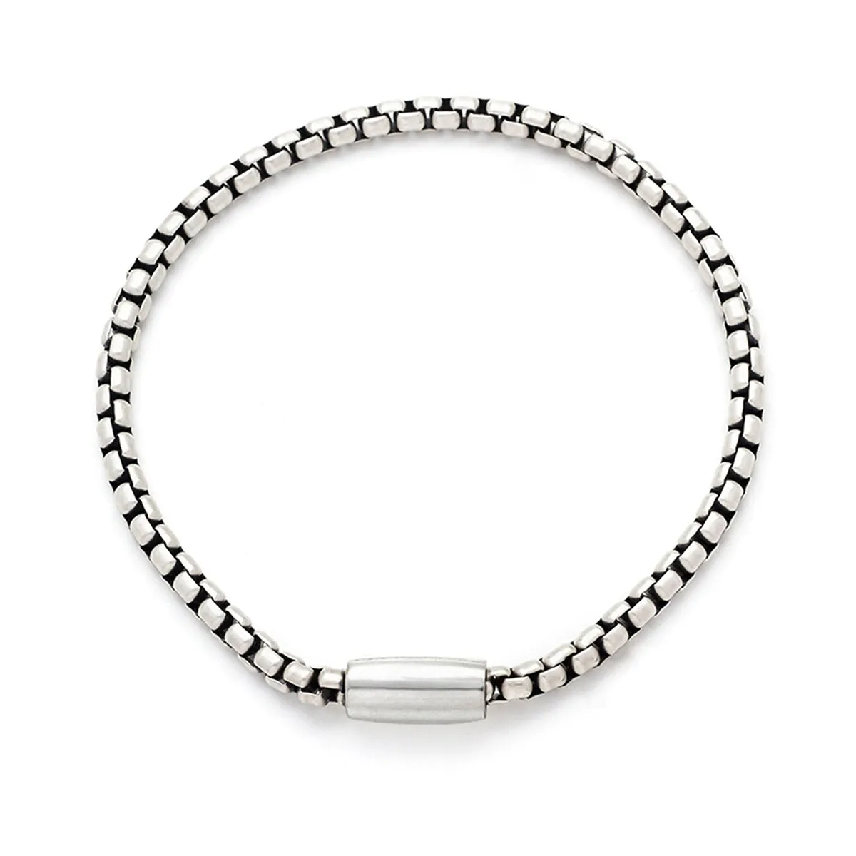 Sterling Silver Box Chain Magnetic Bracelet