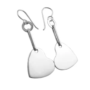 Sterling Silver Love Heart Dangle Earrings