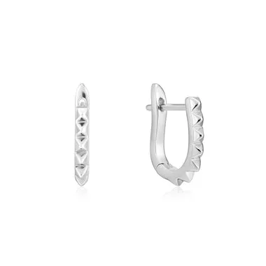 Sterling Silver Spike Huggie Hoop Earrings by Ania Haie