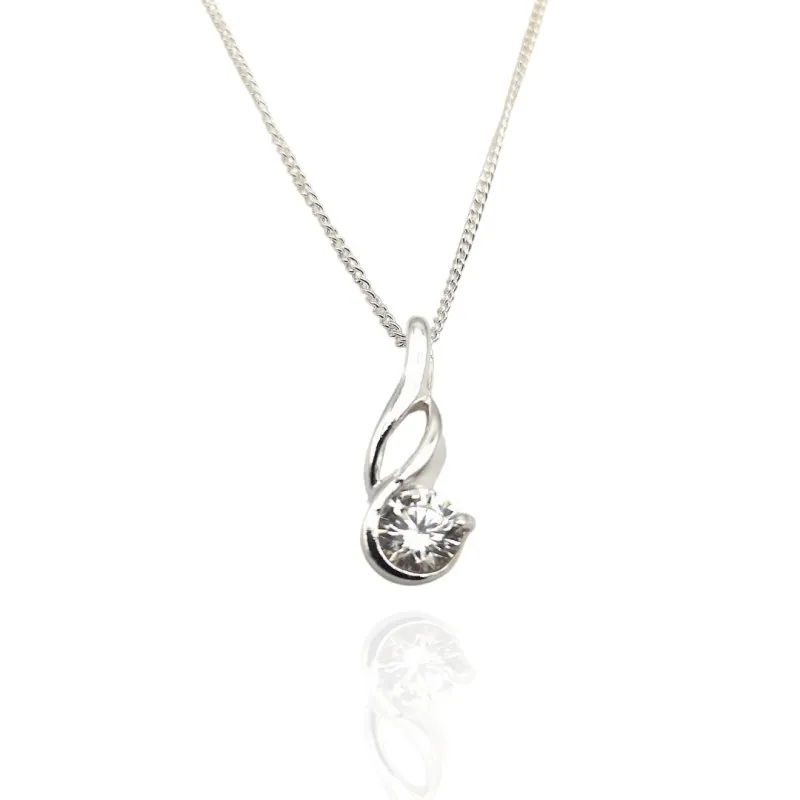 Sterling Silver Spiral CZ Pendant