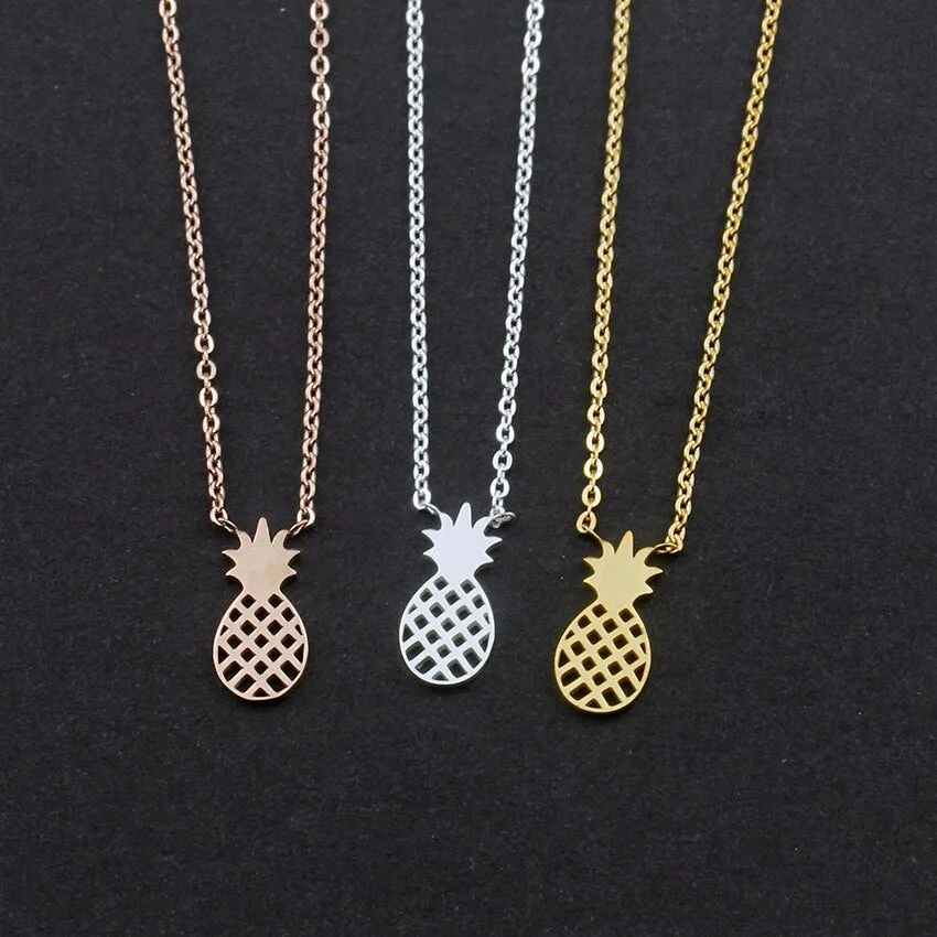 Summer Pineapple Pendant Necklace Stainless Steel