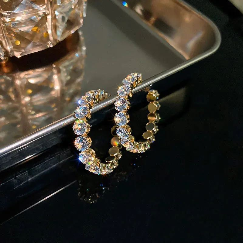 TEEK - Shiny Shred Crystal Hoop Earrings