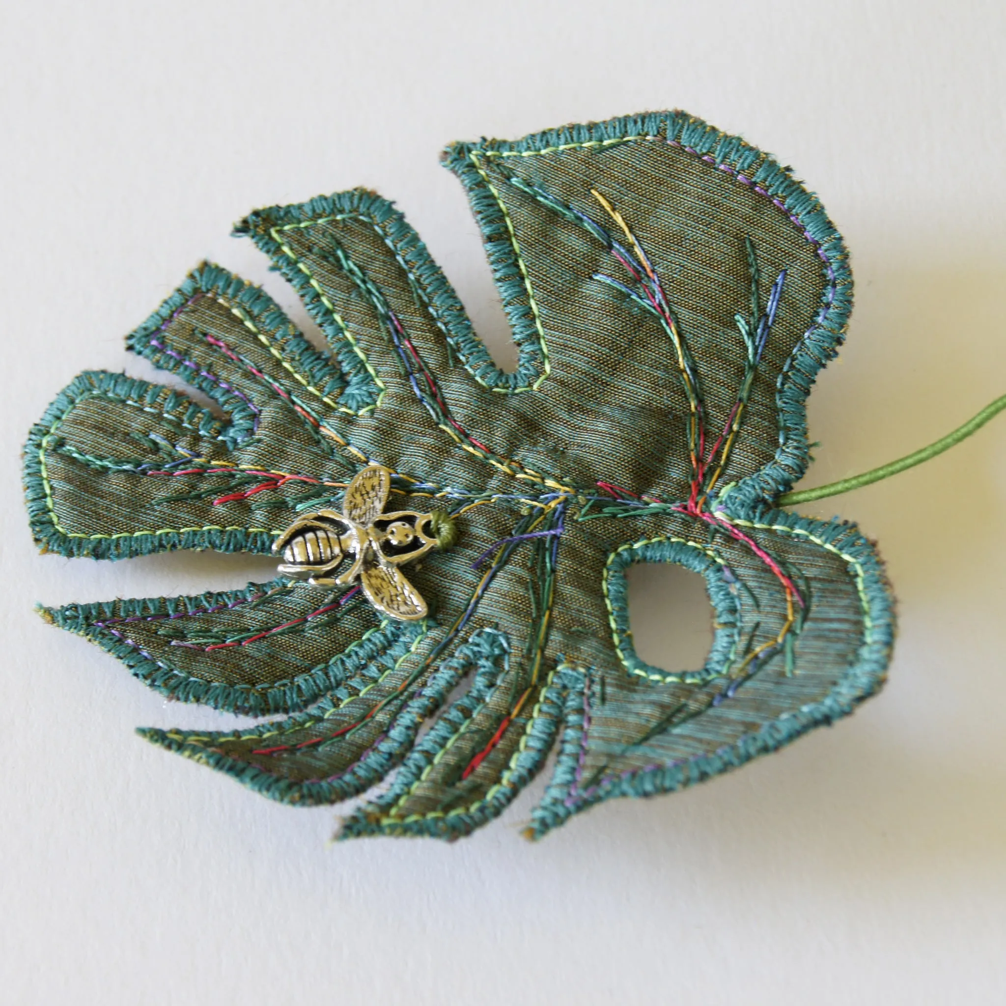 Textile Leaf Brooch Monstera deliciosa