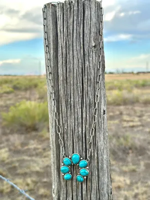 The  Turquoise & Silver Paperclip Chain Squash Necklace