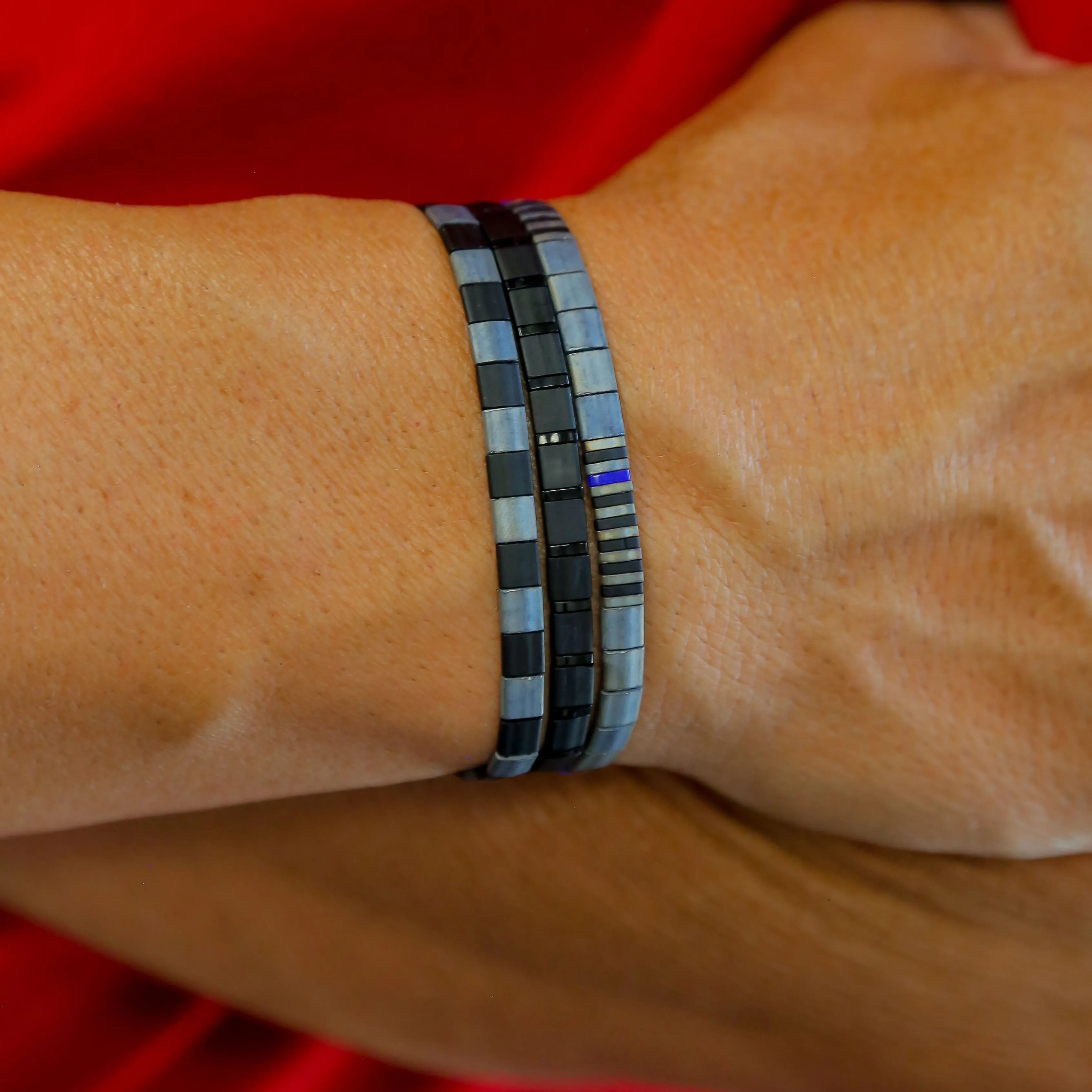 THIN BLUE LINE in Gray - POLICE BRACELET