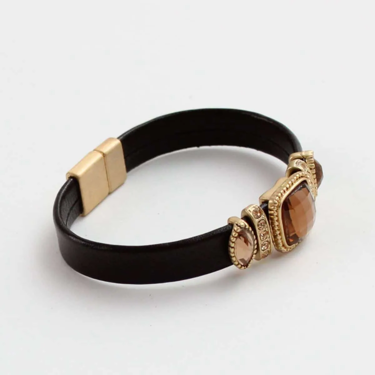 Thin Brown Leather Bracelet by Sylca