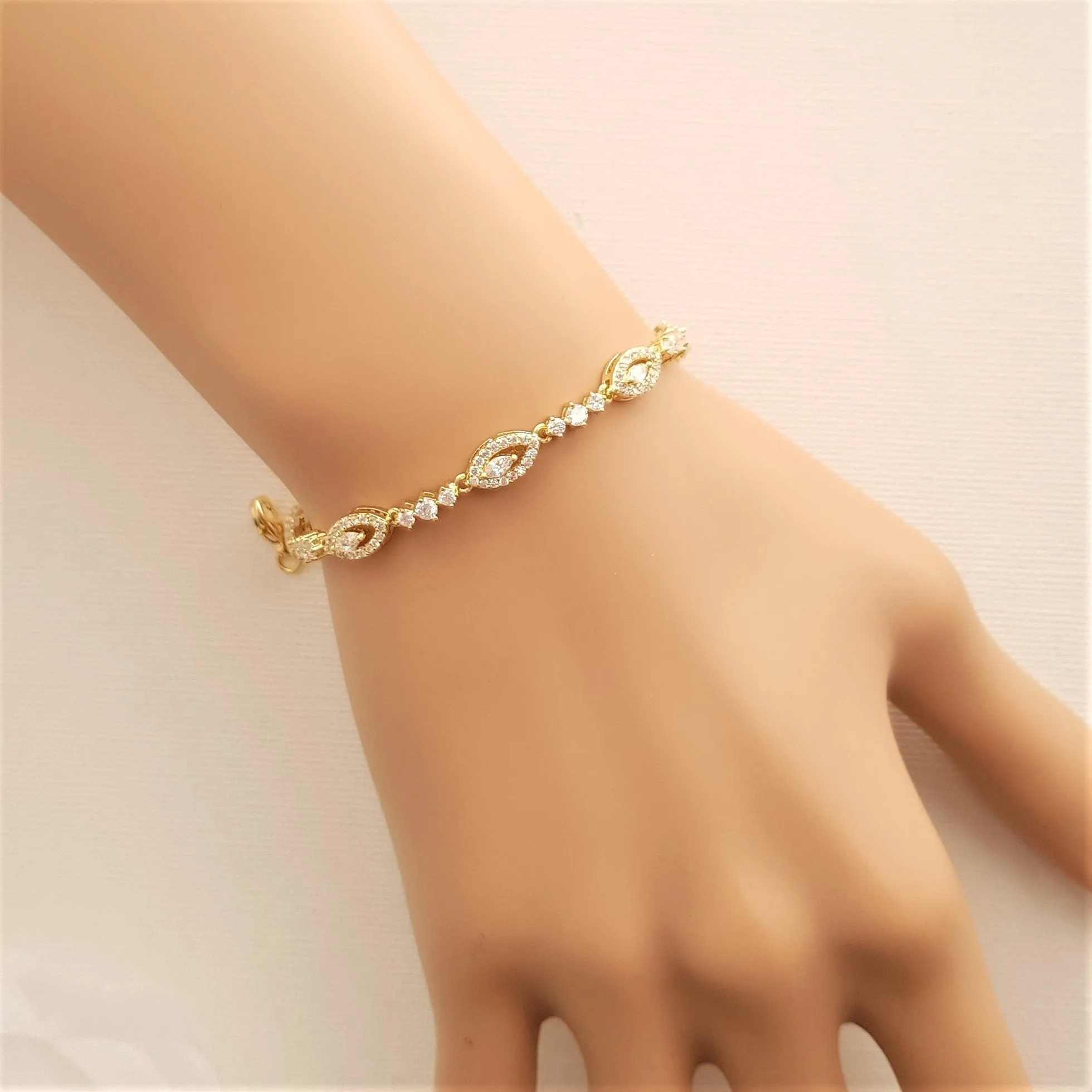 Thin Gold Wedding Bracelet- Hannah