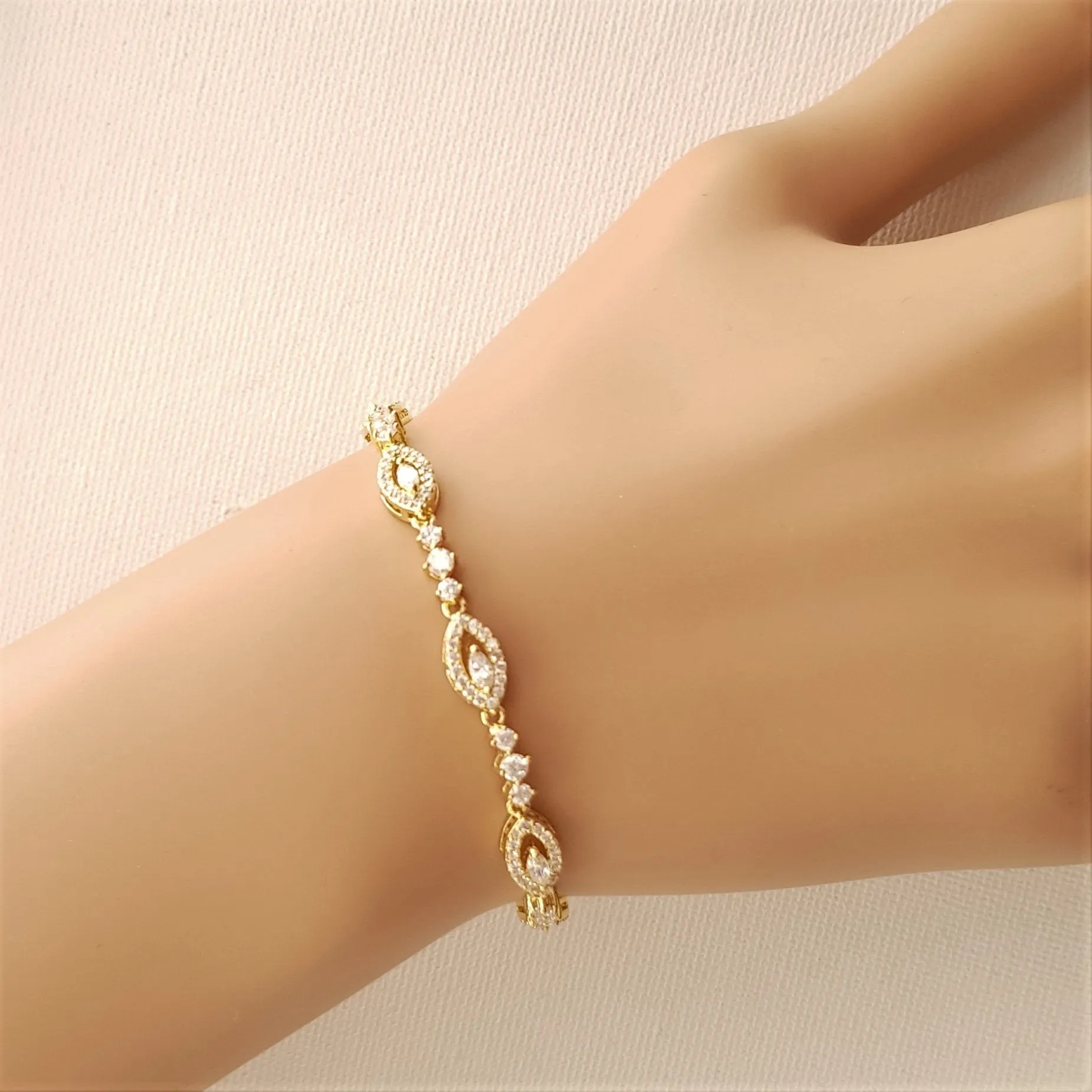 Thin Gold Wedding Bracelet- Hannah