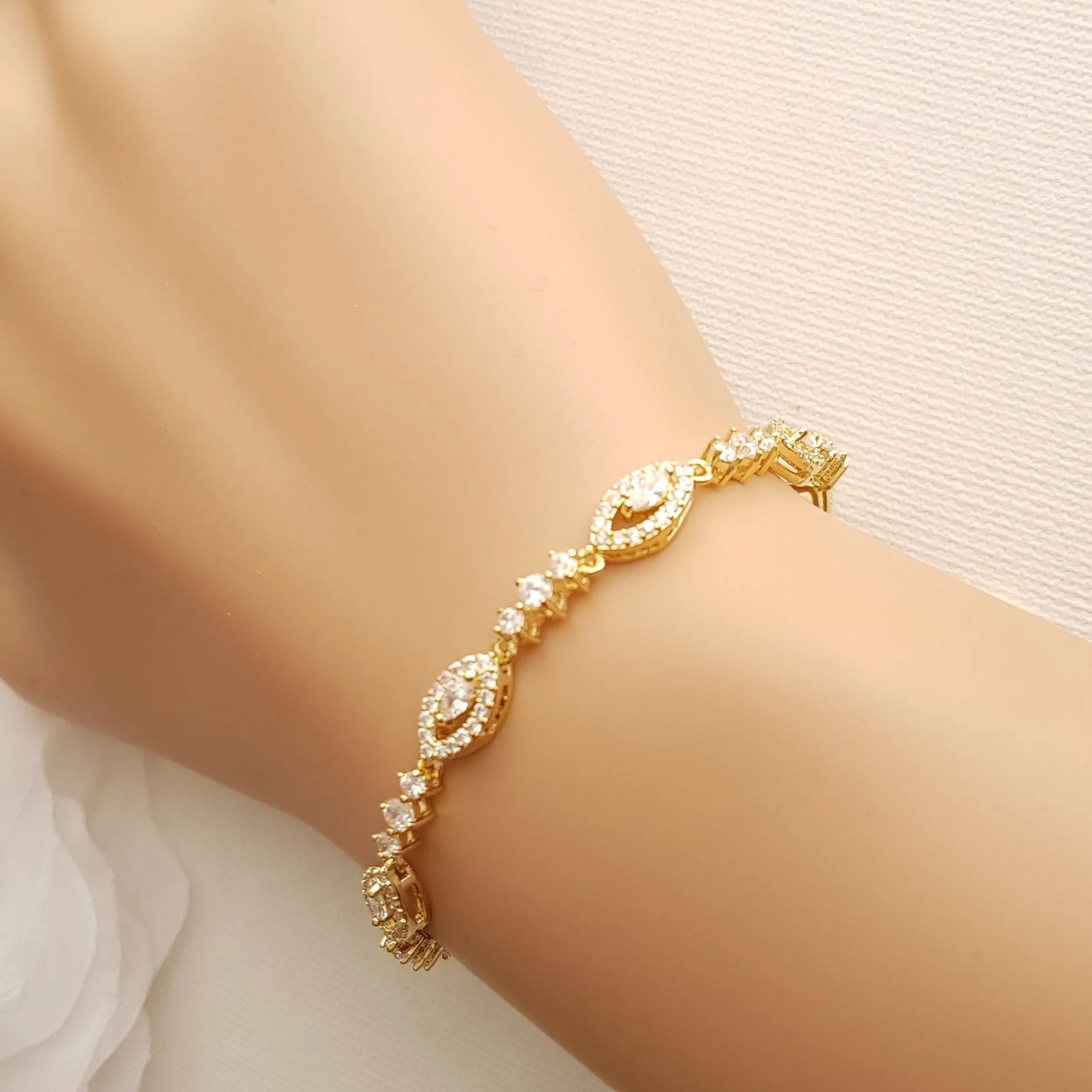 Thin Gold Wedding Bracelet- Hannah