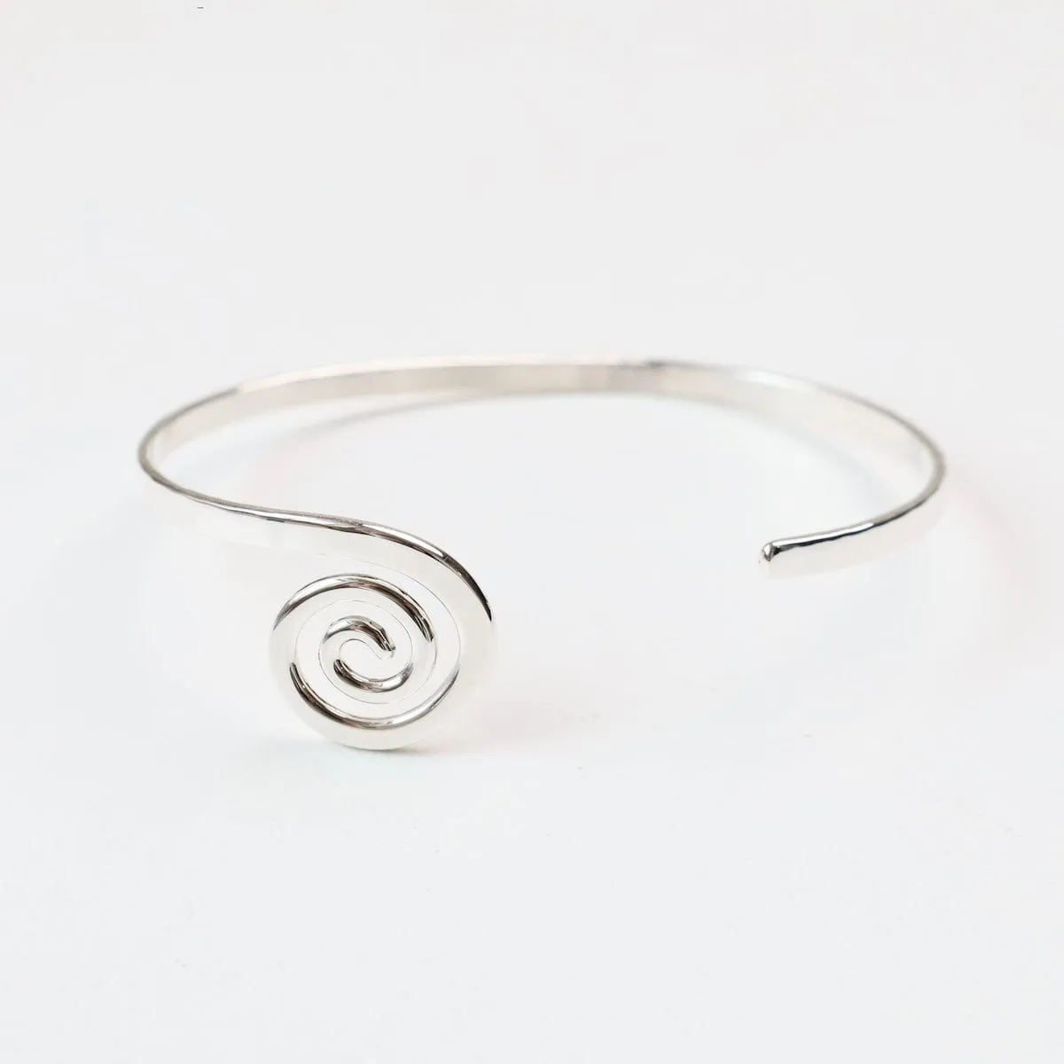 Thin Hammered Cuff with Spiral End