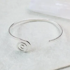 Thin Hammered Cuff with Spiral End