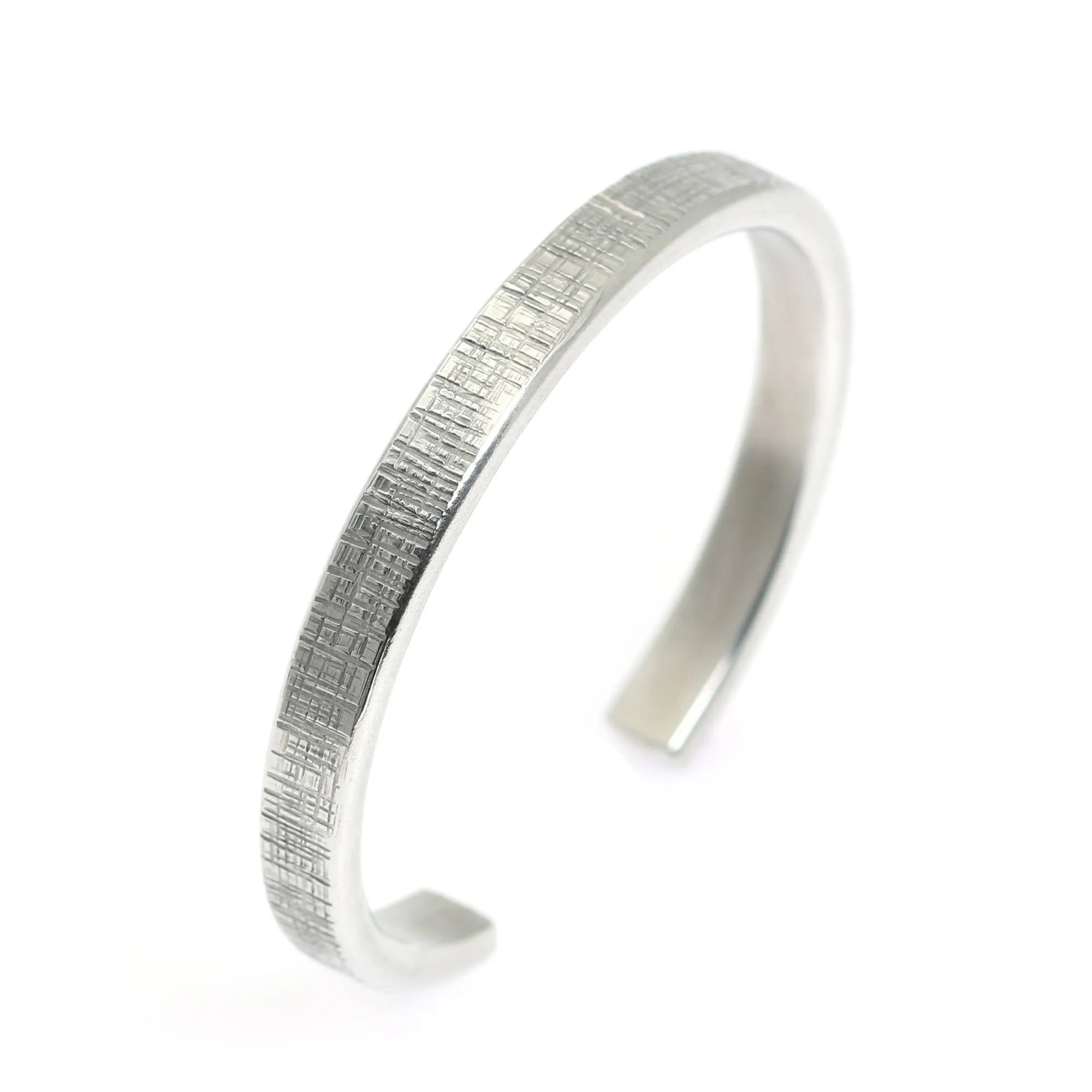 Thin Linen Aluminum Cuff Bracelet