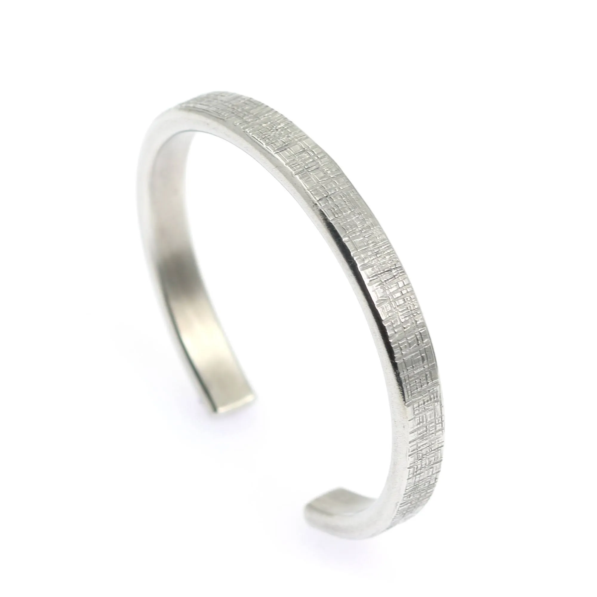 Thin Linen Aluminum Cuff Bracelet