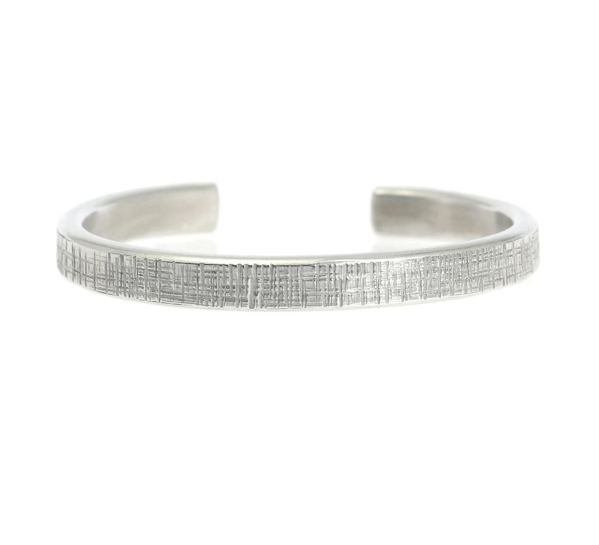 Thin Linen Aluminum Cuff Bracelet