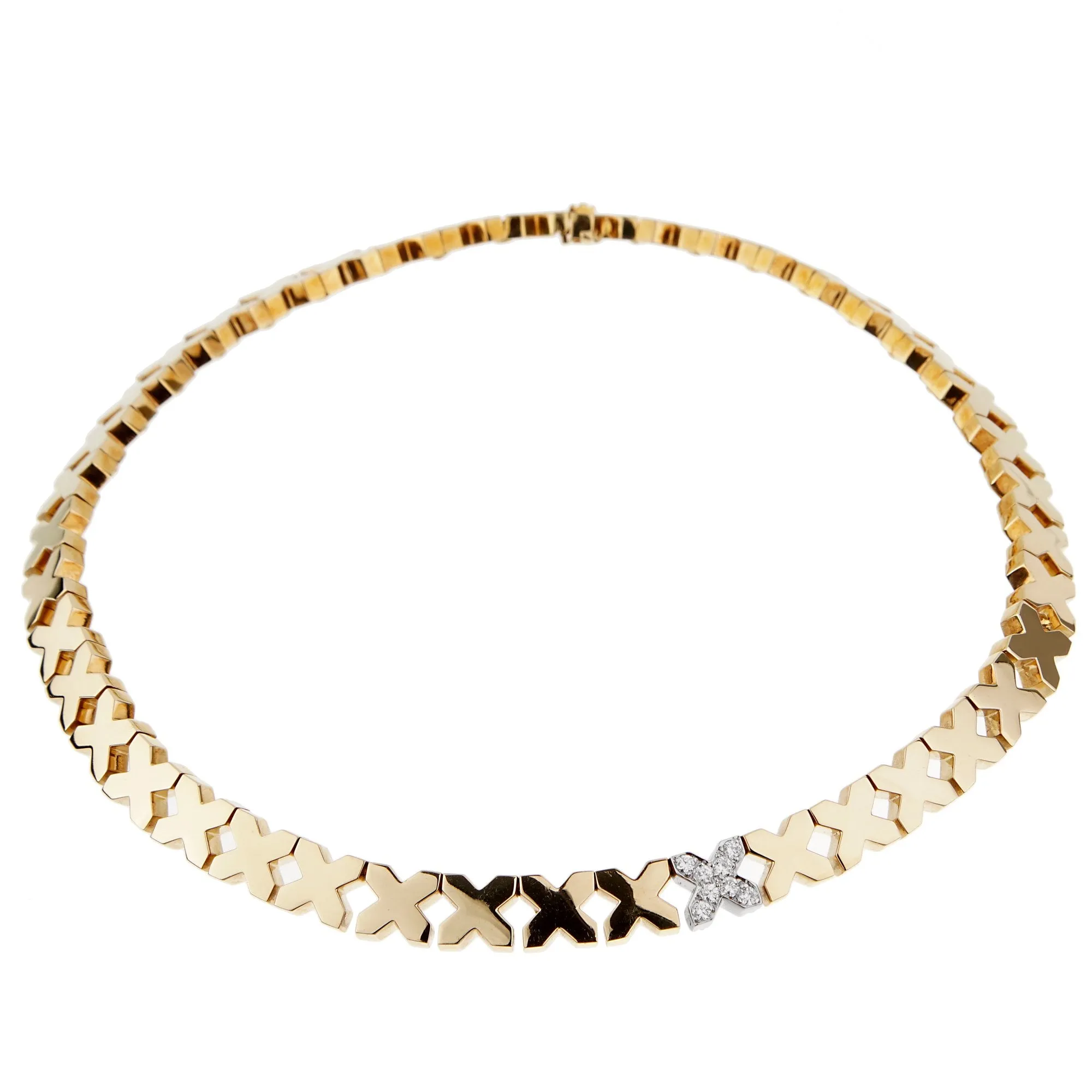 Tiffany & Co Gold Diamond X Choker Necklace