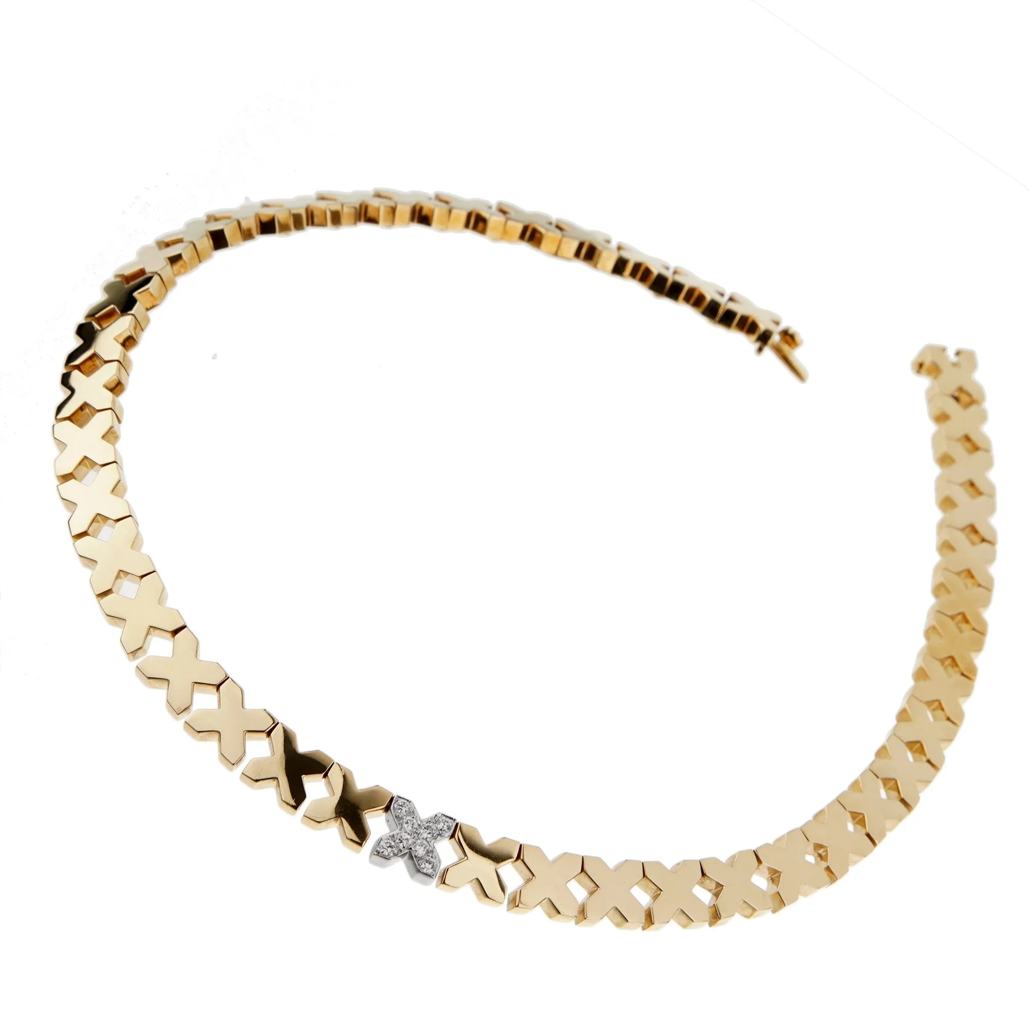 Tiffany & Co Gold Diamond X Choker Necklace