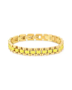 Timepiece Bracelet- Neon Yellow- Gold