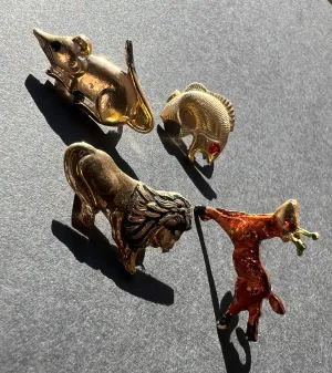 Tiny Tin 1940s Animal Brooches