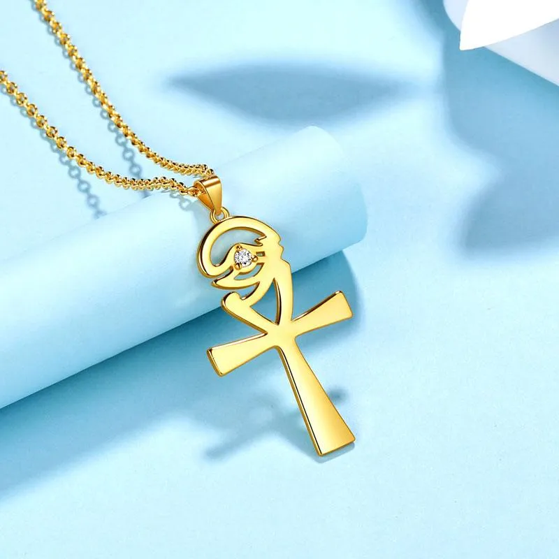 Tokyo Mart Ankh Cross Eye of Horus Necklace Pendant Mens Women Jewelry 925 Sterling Silver