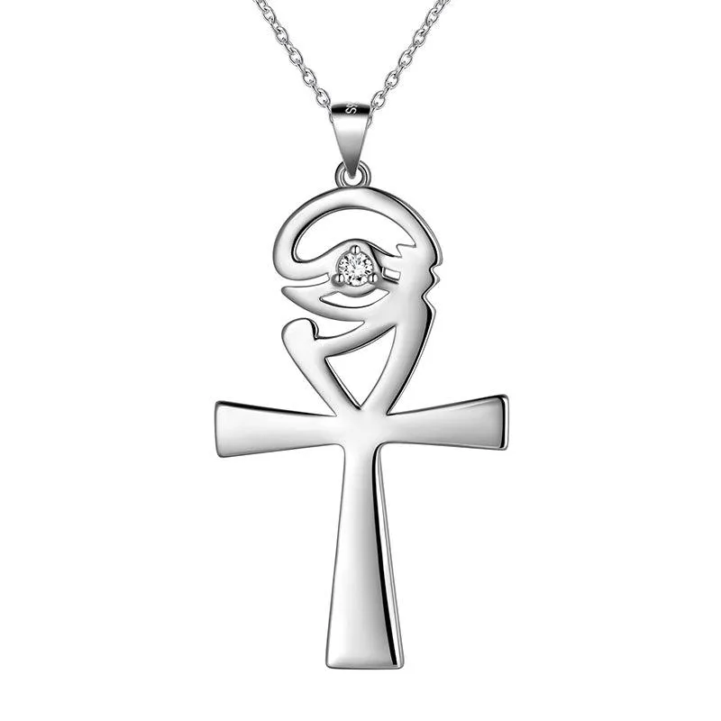 Tokyo Mart Ankh Cross Eye of Horus Necklace Pendant Mens Women Jewelry 925 Sterling Silver