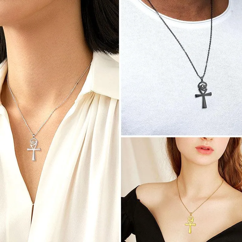 Tokyo Mart Ankh Cross Eye of Horus Necklace Pendant Mens Women Jewelry 925 Sterling Silver