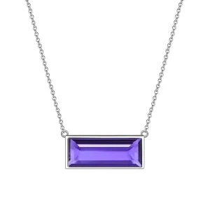 Tokyo Mart Bar Birthstone February Amethyst Necklace Women Girls Jewelry Birthday Gift Sterling Silver