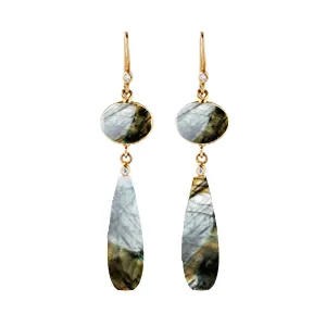 Vama | Allara Earring | Metal-Sterling Silver | Stone-Labradorite | Finish-Shiny