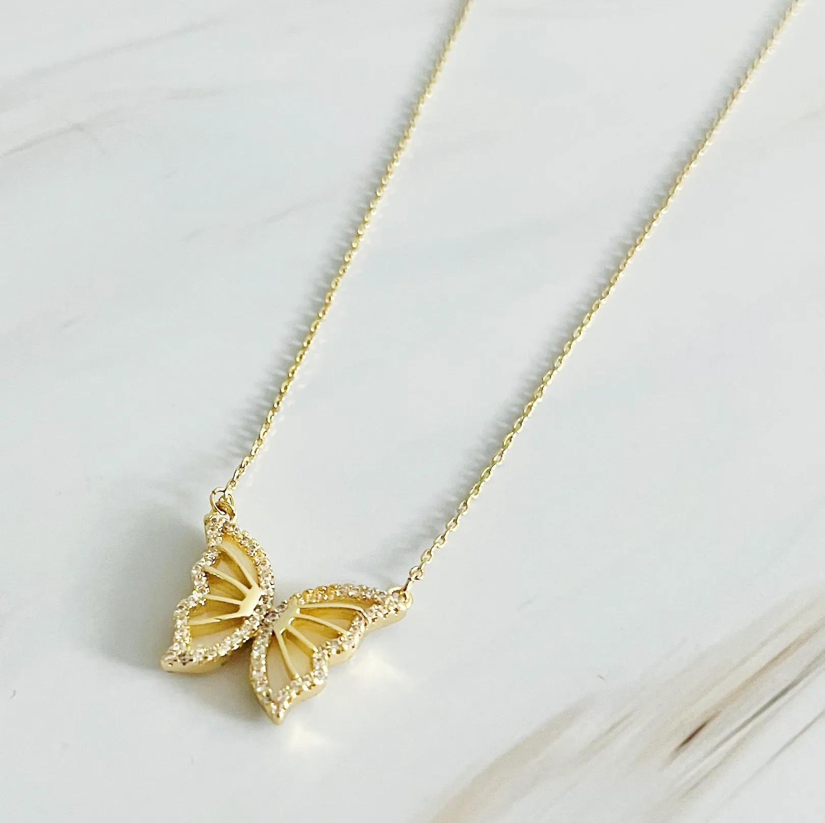 Vintage Glam Reversible Butterfly Necklace