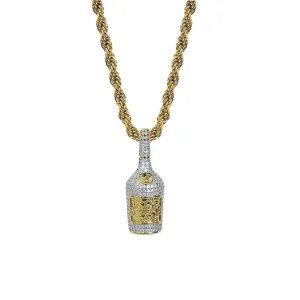 Wine Bottle Bling Hip Hop Pendant Necklace