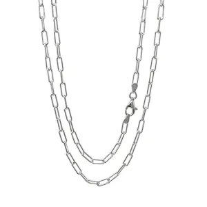 Women's 925 Sterling Silver Chain Necklace, Elongated Paperclip Link, Italian Made Different Lengths Available