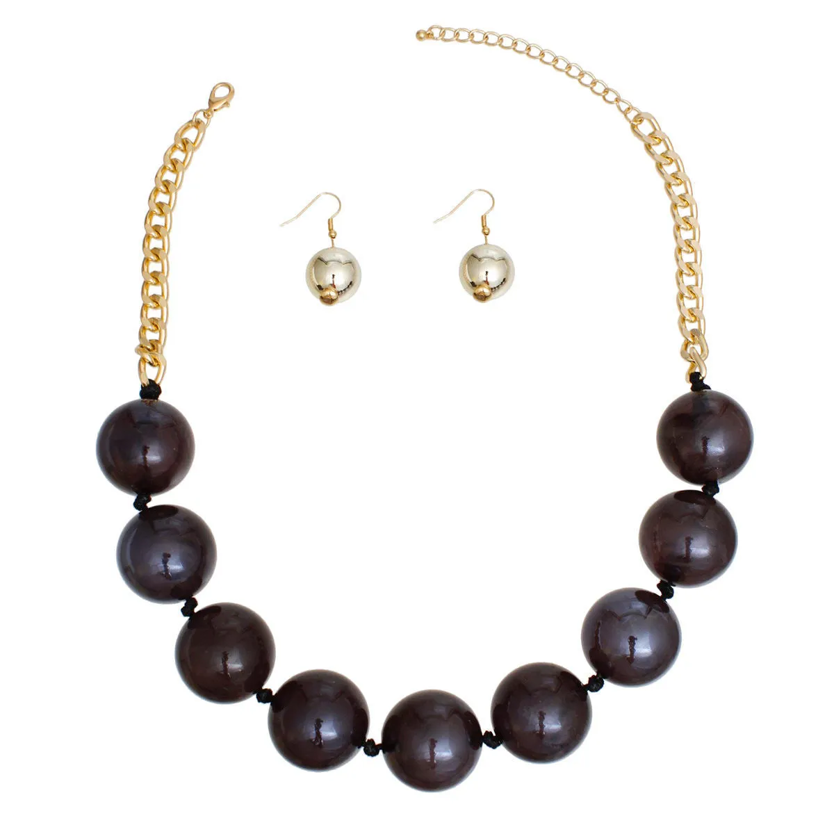 Women's Bubble Jewelry: Joyful Black Beaded Necklace Set