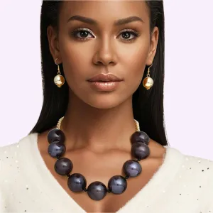 Women's Bubble Jewelry: Joyful Black Beaded Necklace Set