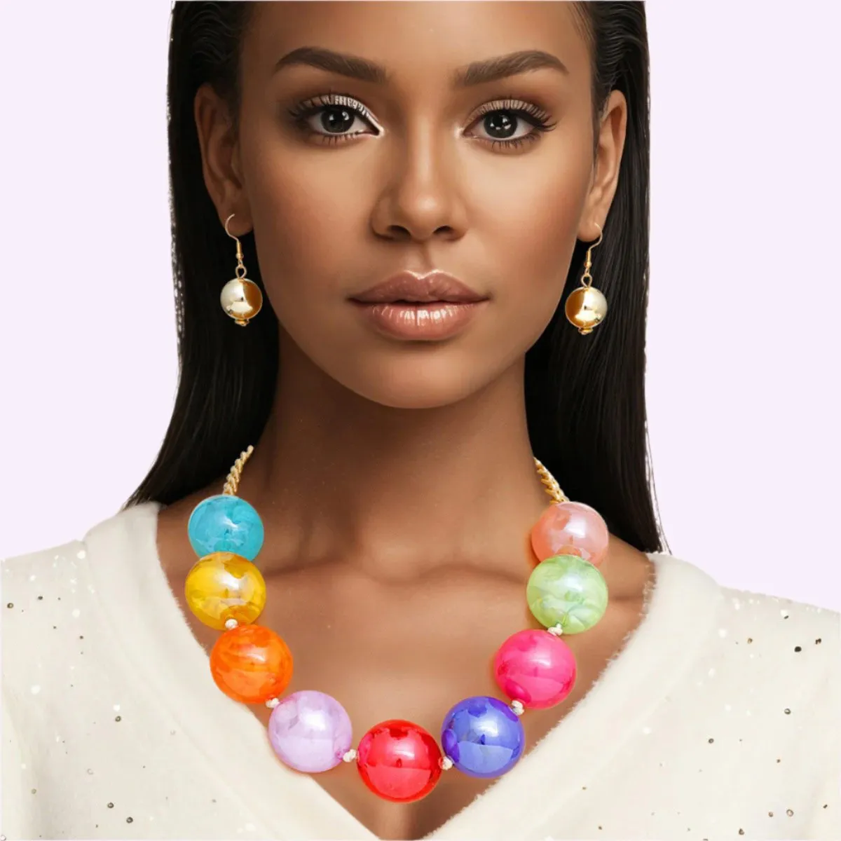 Women's Bubble Jewelry: Joyful Multicolor Beaded Necklace Set