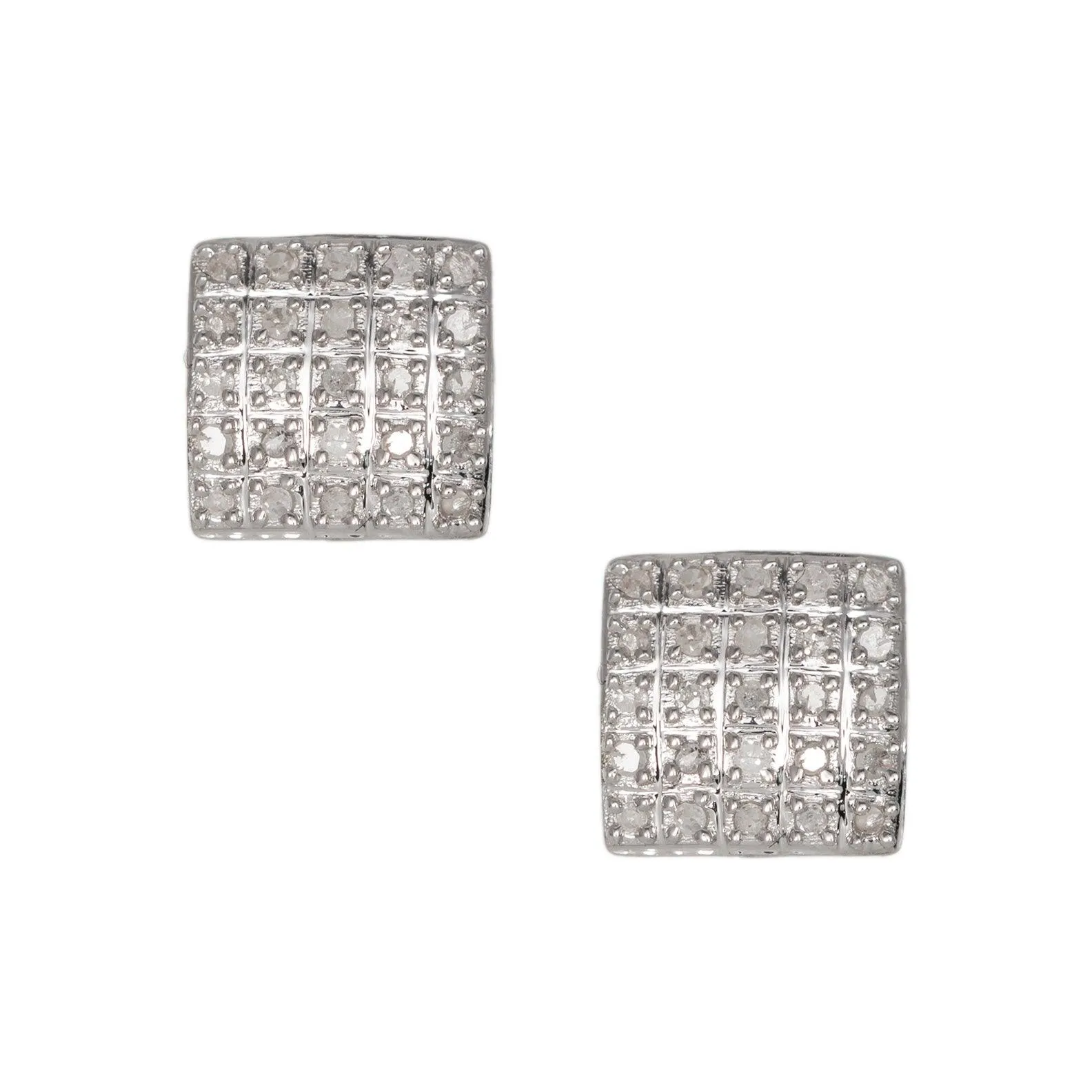 Women's Cushion Micro-Pavé Square Diamond Stud Earrings 0.17ct 10K Yellow Gold