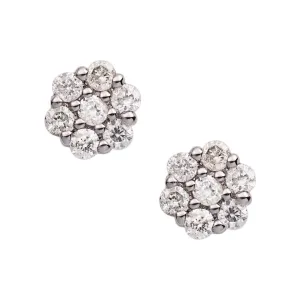 Women's Flower Cluster Diamond Stud Earrings 0.2ct 14K White Gold