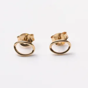 Women's Mini Cut-Out Oval Stud Earrings 14K Yellow Gold