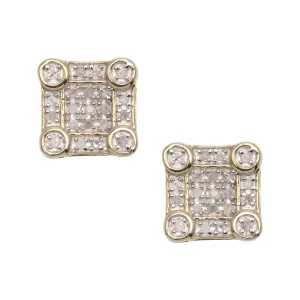 Women's Square Diamond Stud Earrings 0.20ct 10K Yellow Gold