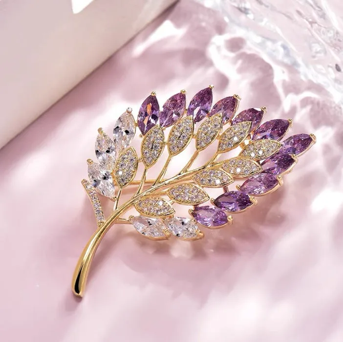 XSB105 - Purple Leaf Saree Brooch