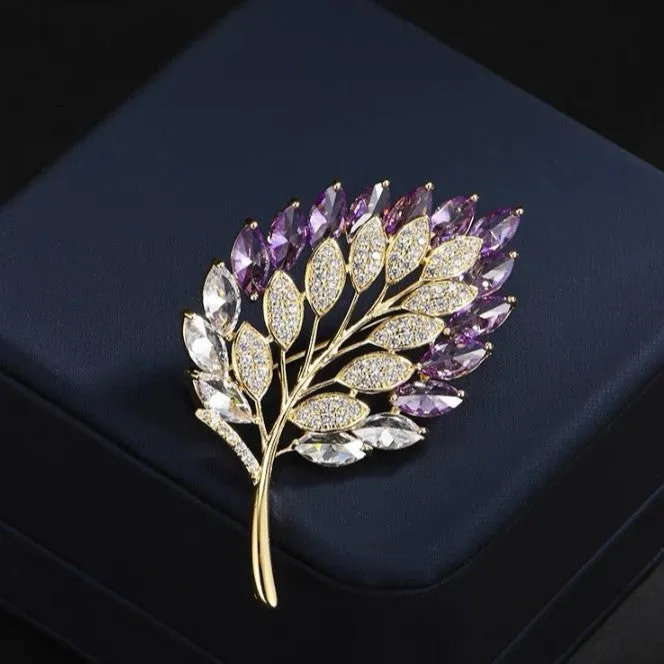 XSB105 - Purple Leaf Saree Brooch