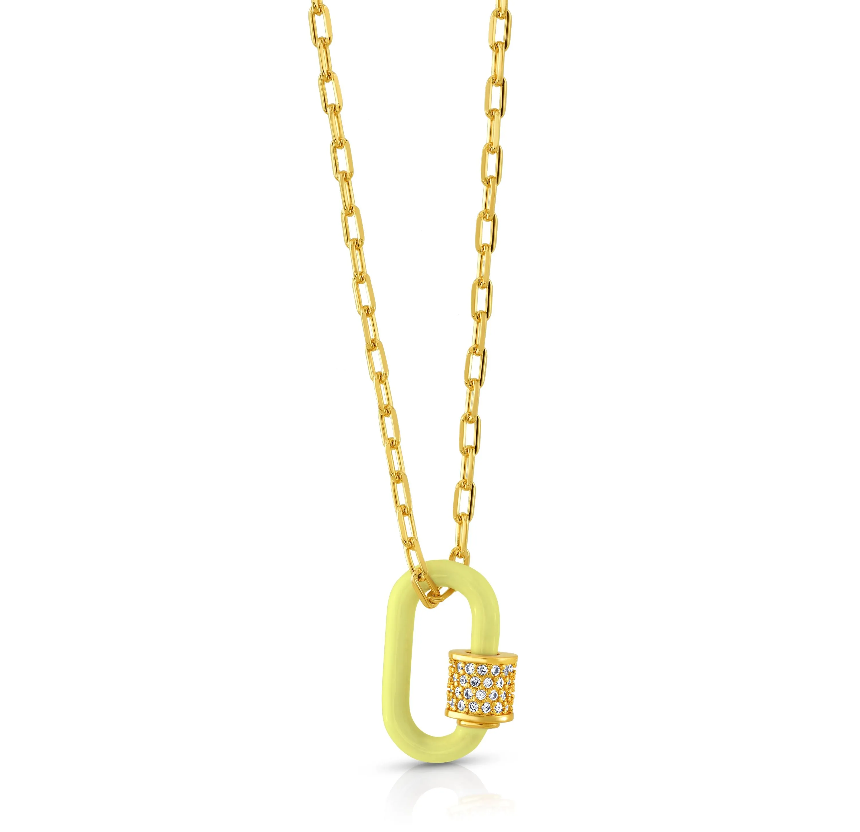 YELLOW ENAMEL CARABINER CHAIN, GOLD